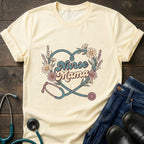 Floral Stethoscope Nurse Mama Tee
