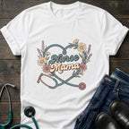 Floral Stethoscope Nurse Mama Tee