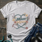 Floral Stethoscope Nurse Mama Tee