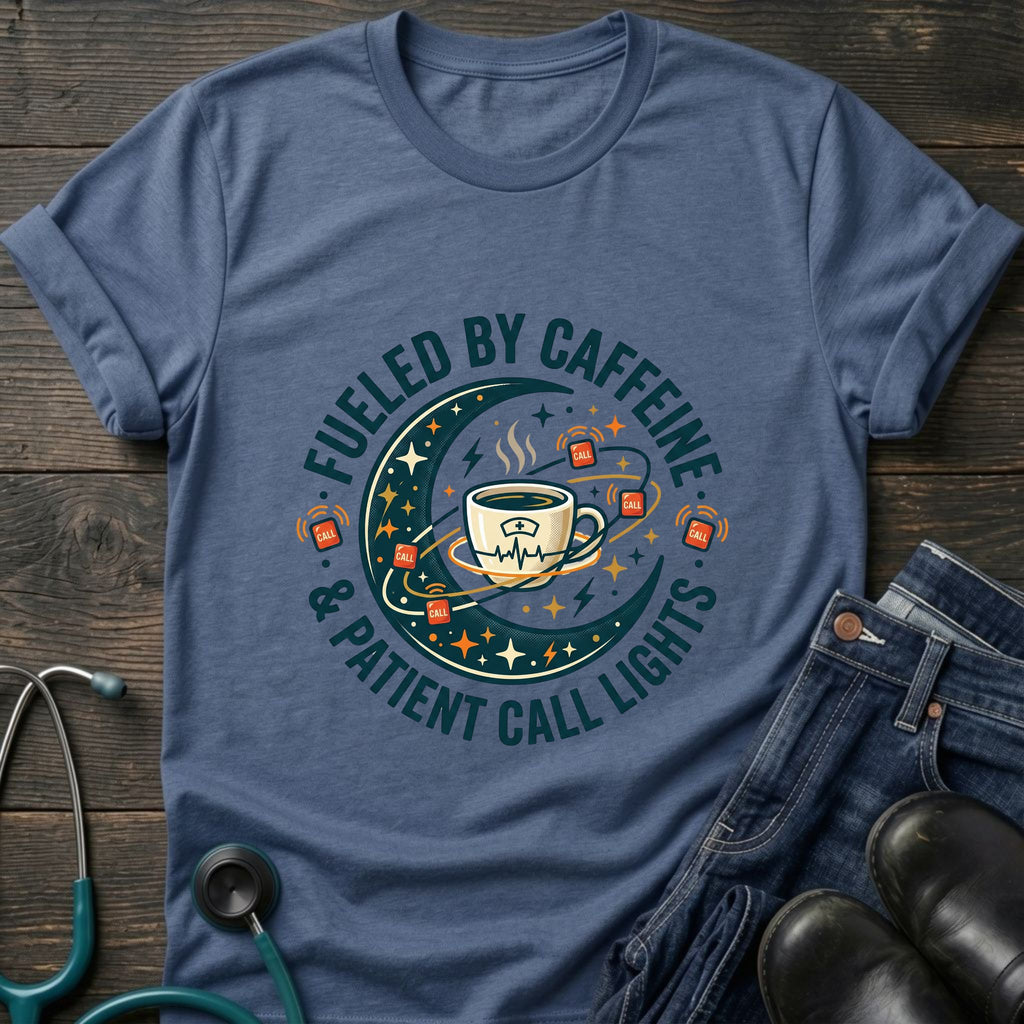 Fueled by Caffeine and Call Lights Nurse Tee