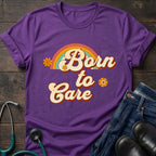 Born to Care Retro Rainbow Nurse Tee