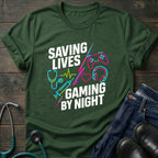 Saving Lives Gaming by Night Nurse Gamer Tee