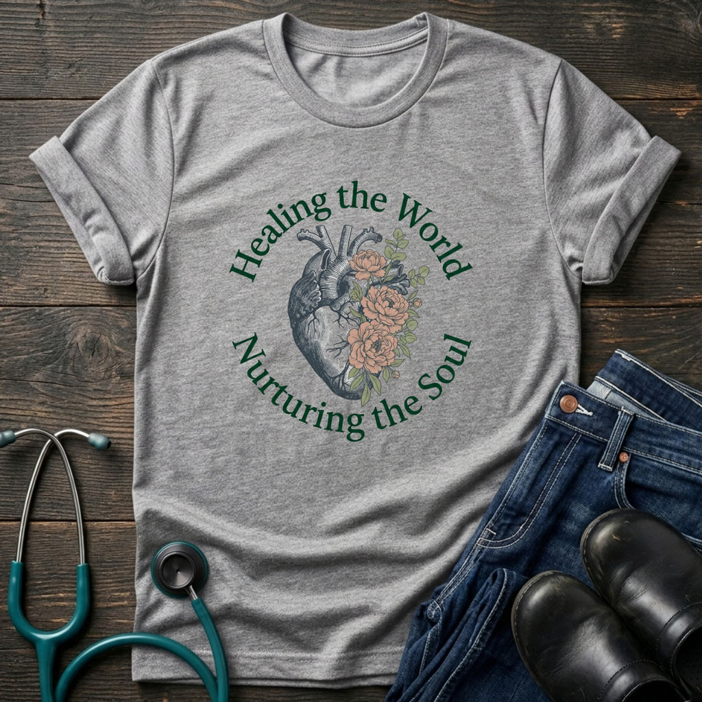 Healing the World Nurturing the Soul Nurse Mom Tee