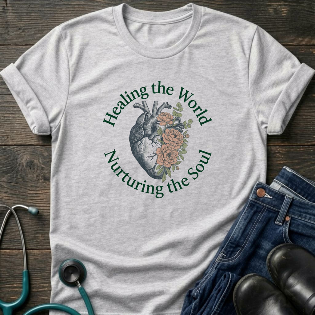 Healing the World Nurturing the Soul Nurse Mom Tee