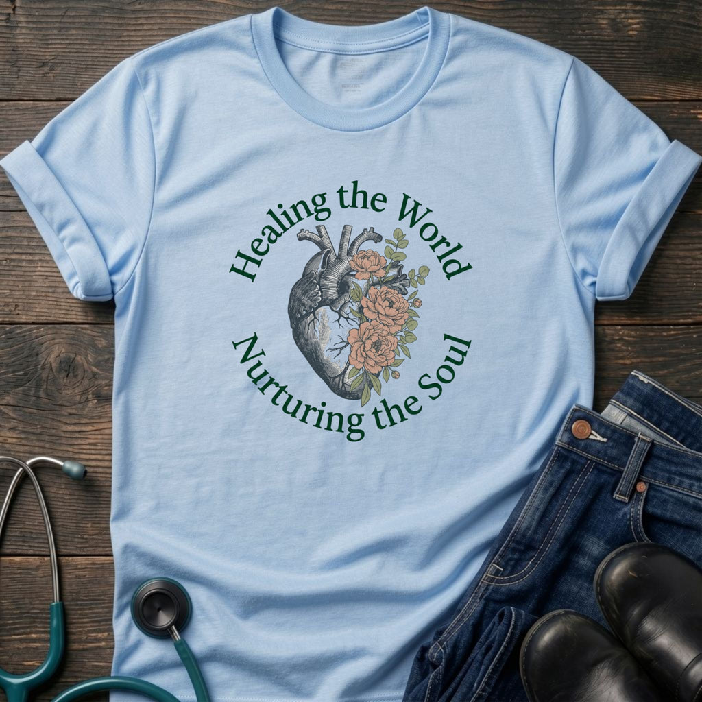 Healing the World Nurturing the Soul Nurse Mom Tee