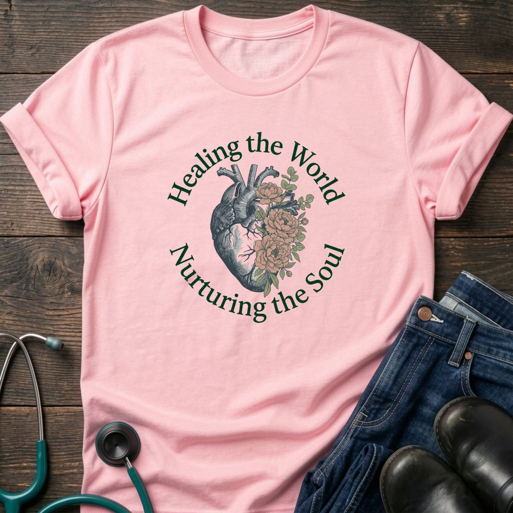 Healing the World Nurturing the Soul Nurse Mom Tee