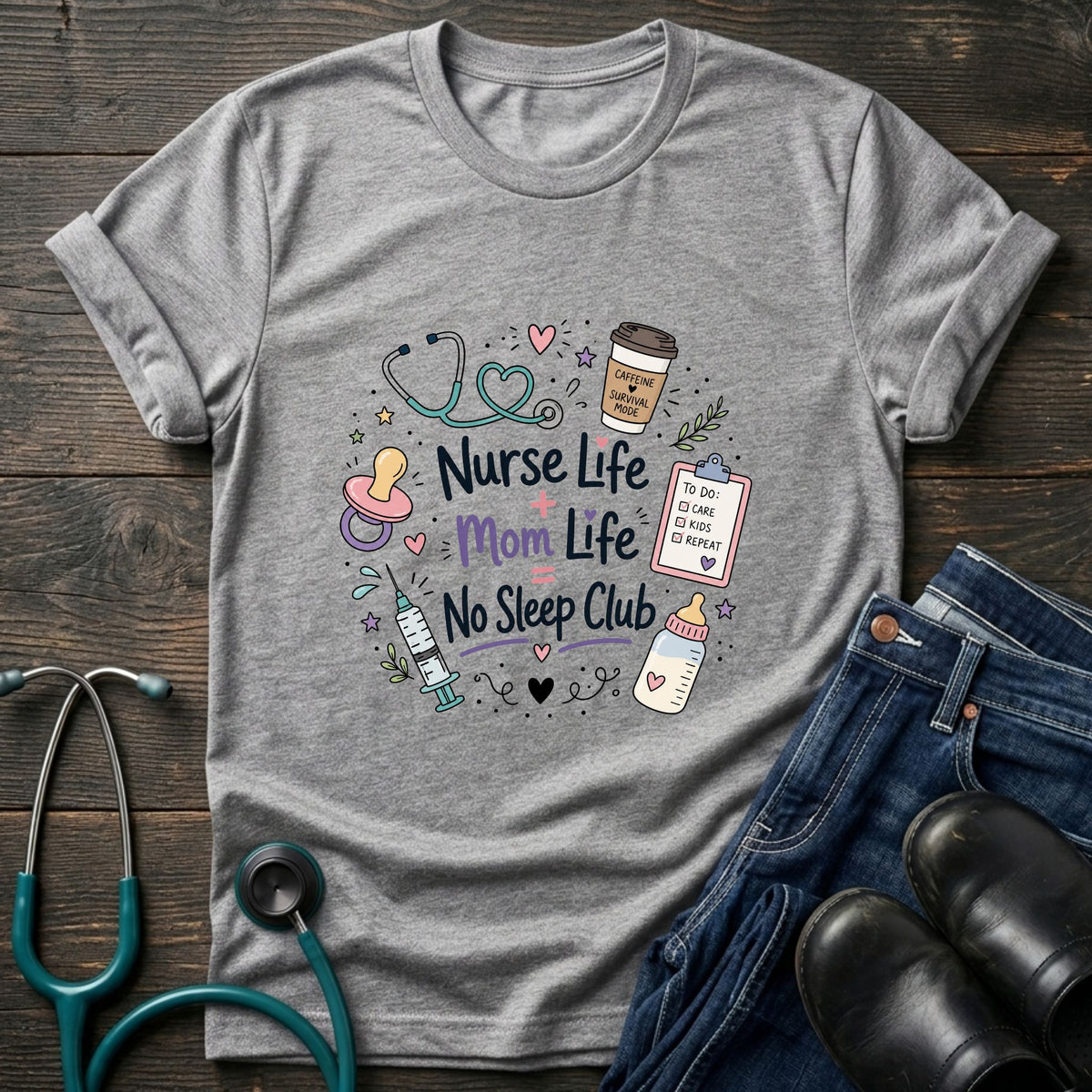 Nurse Life Mom Life No Sleep Club Tee