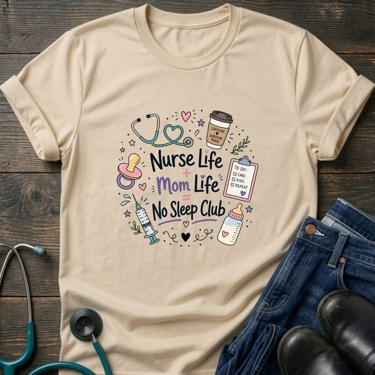 Nurse Life Mom Life No Sleep Club Tee