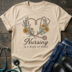 Nursing Is a Work of Heart Floral Stethoscope Tee