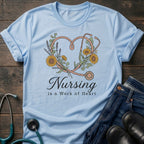 Nursing Is a Work of Heart Floral Stethoscope Tee