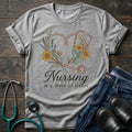 Nursing Is a Work of Heart Floral Stethoscope Tee