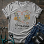 Nursing Is a Work of Heart Floral Stethoscope Tee