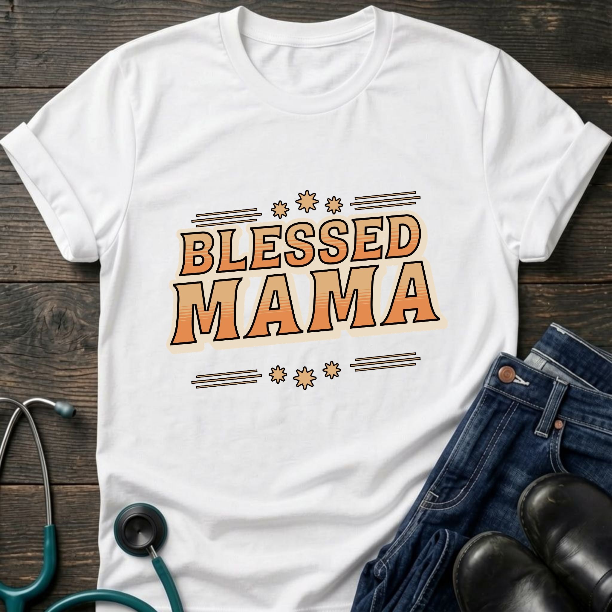 Blessed Mama T-Shirt — Retro Floral Mothers Day Tee