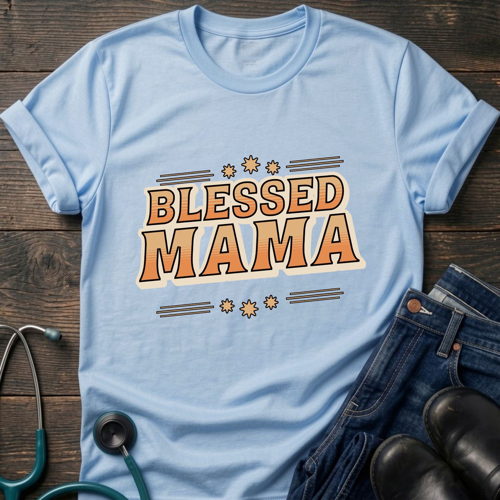 Blessed Mama T-Shirt — Retro Floral Mothers Day Tee