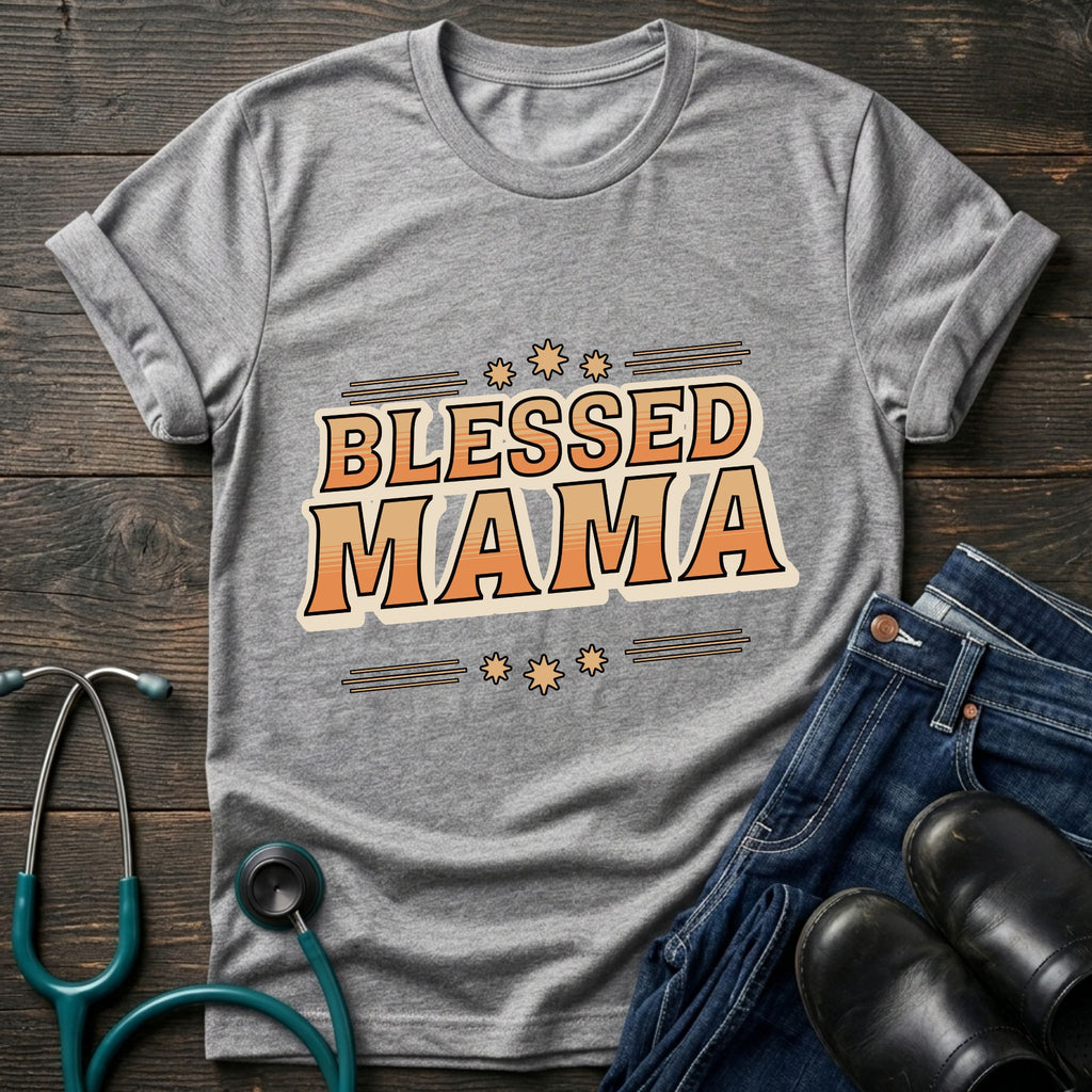 Blessed Mama T-Shirt — Retro Floral Mothers Day Tee