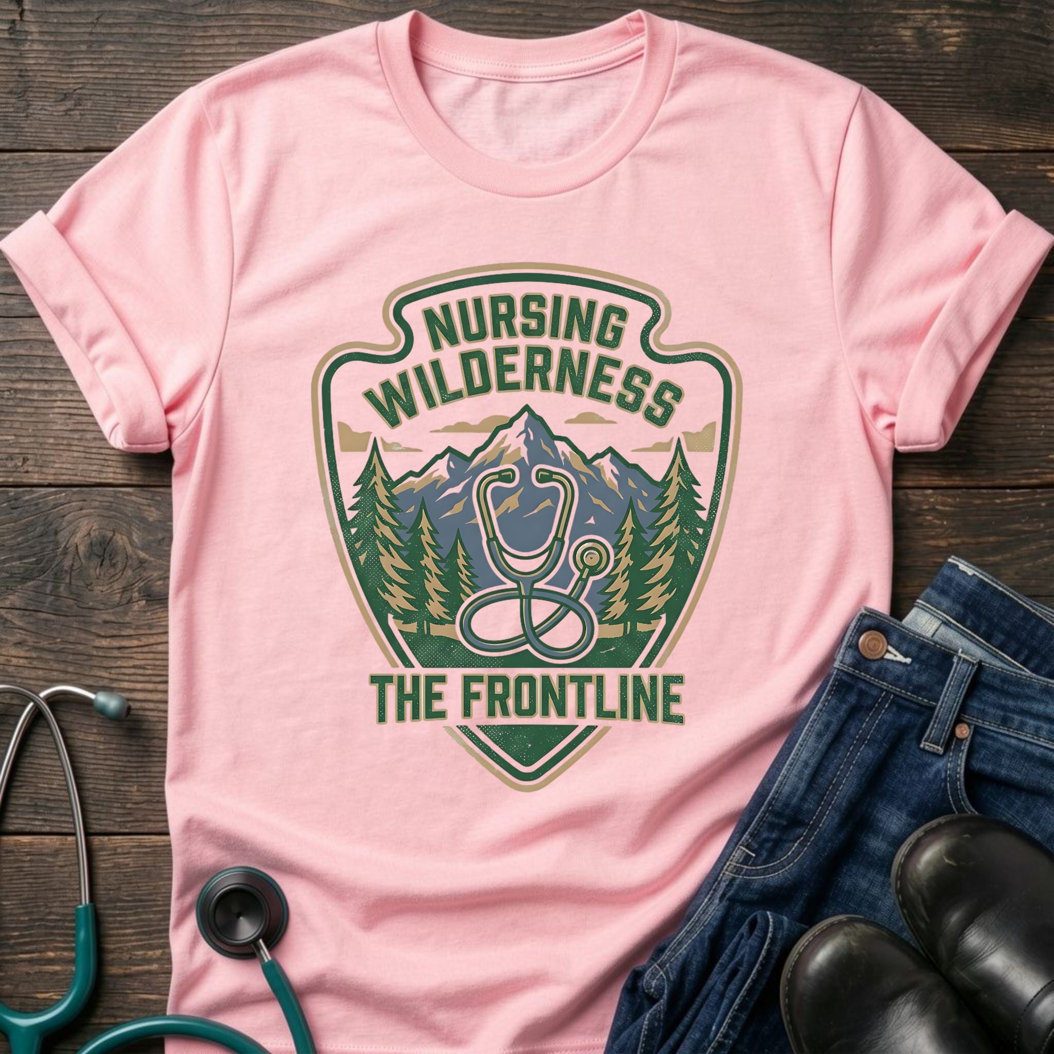 Frontline Nurse Outdoor Badge Wilderness Tee