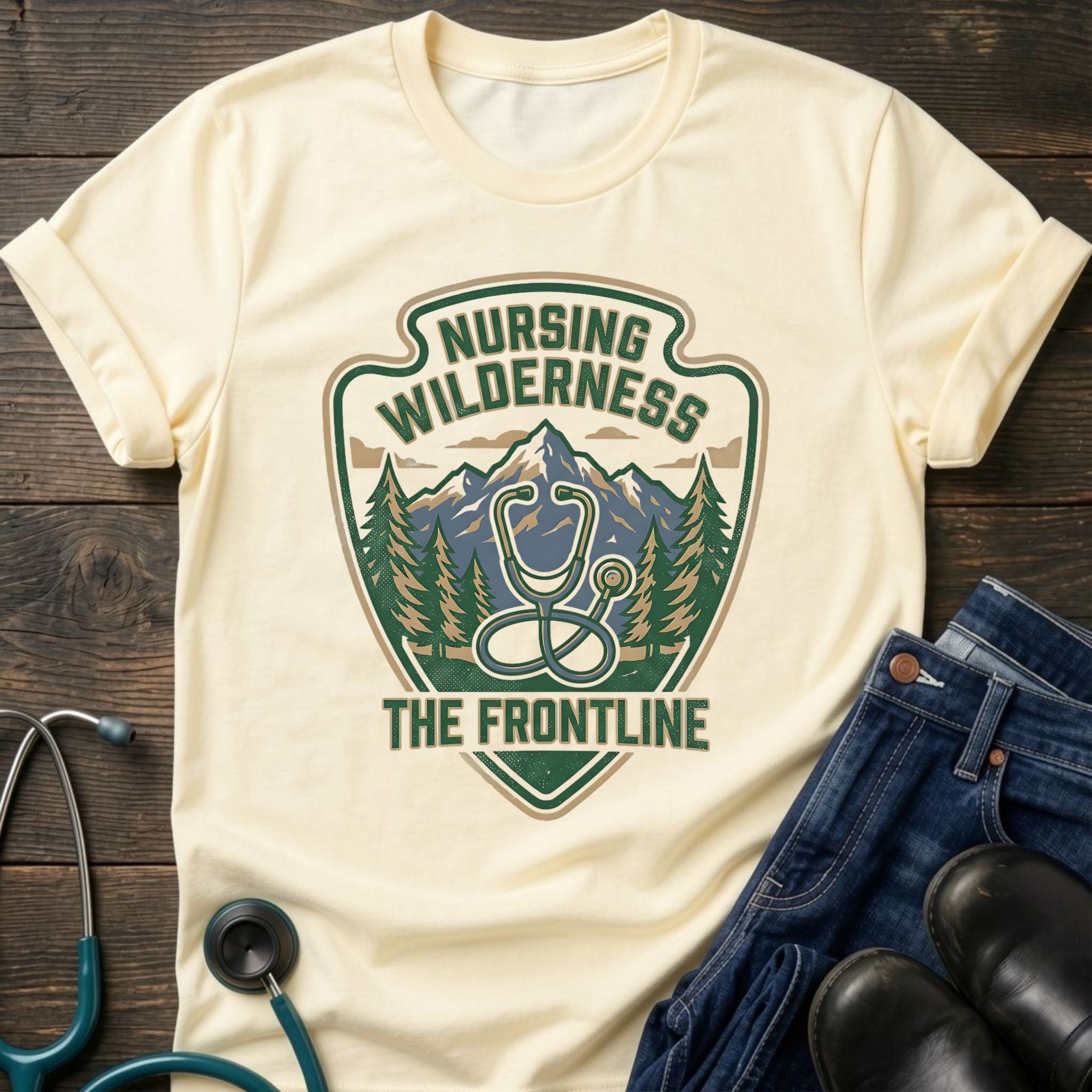 Frontline Nurse Outdoor Badge Wilderness Tee