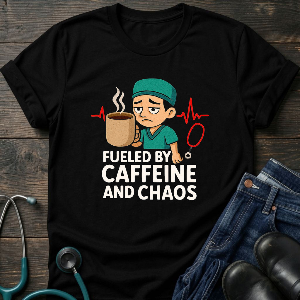 Fueled by Caffeine and Chaos Nurse Medic Tee