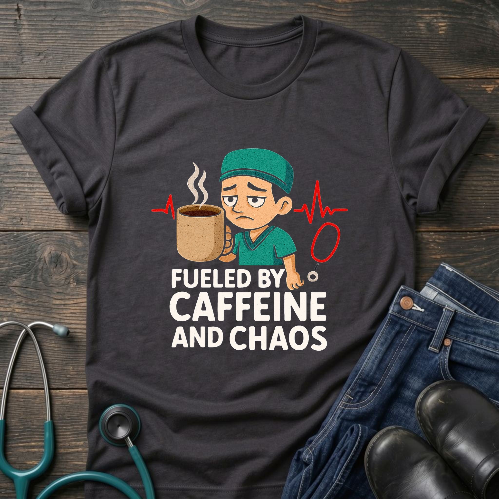 Fueled by Caffeine and Chaos Nurse Medic Tee