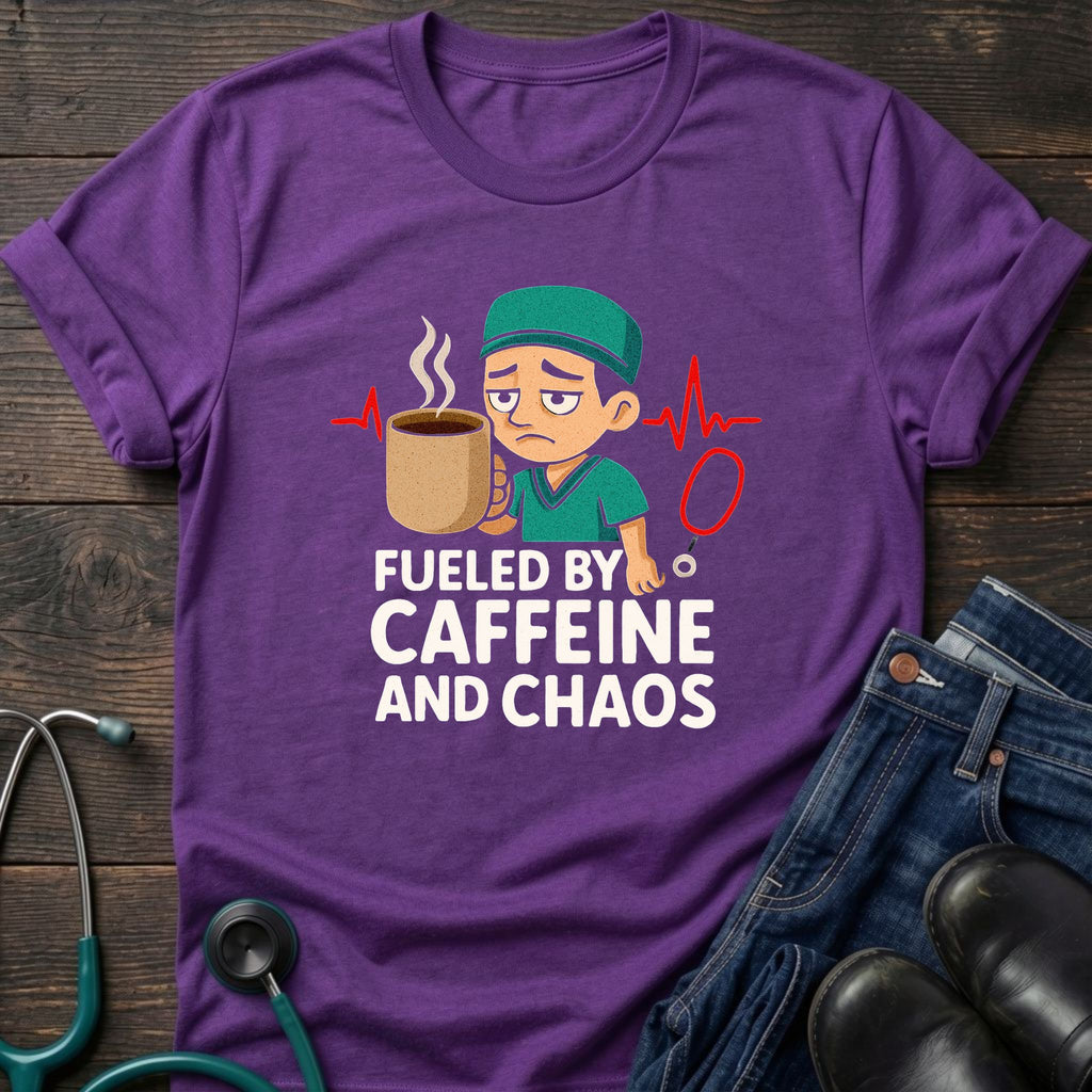 Fueled by Caffeine and Chaos Nurse Medic Tee