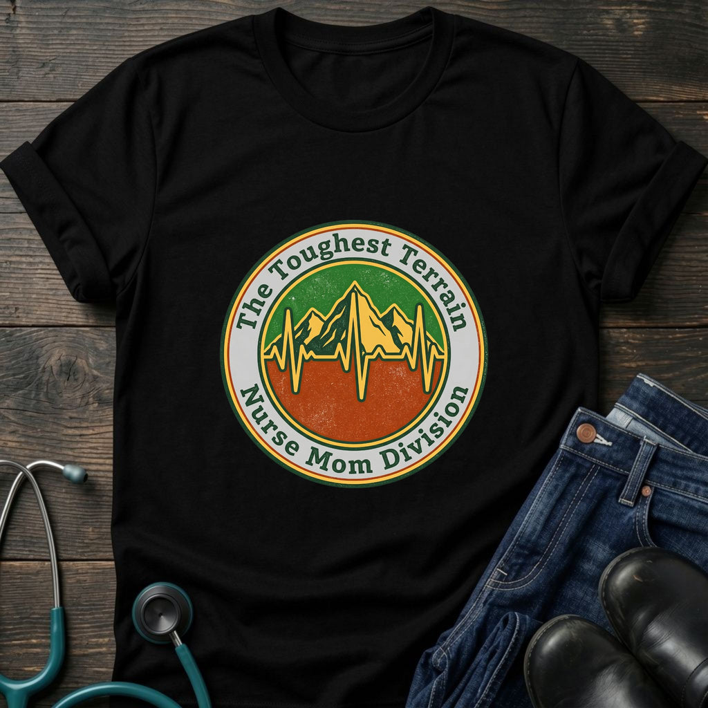 Toughest Terrain Nurse Mom Division Vintage Mountain EKG Tee