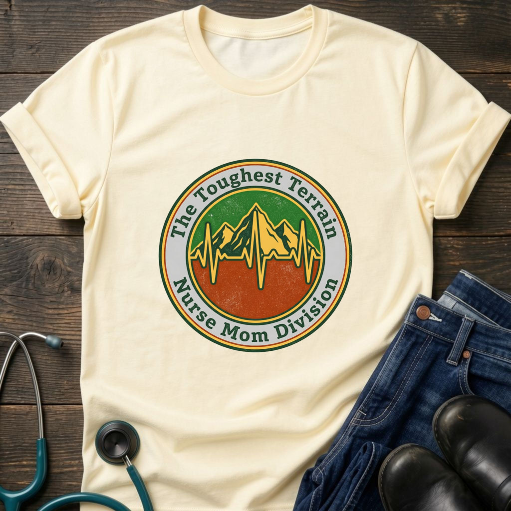 Toughest Terrain Nurse Mom Division Vintage Mountain EKG Tee