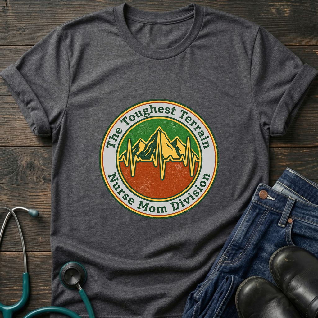 Toughest Terrain Nurse Mom Division Vintage Mountain EKG Tee