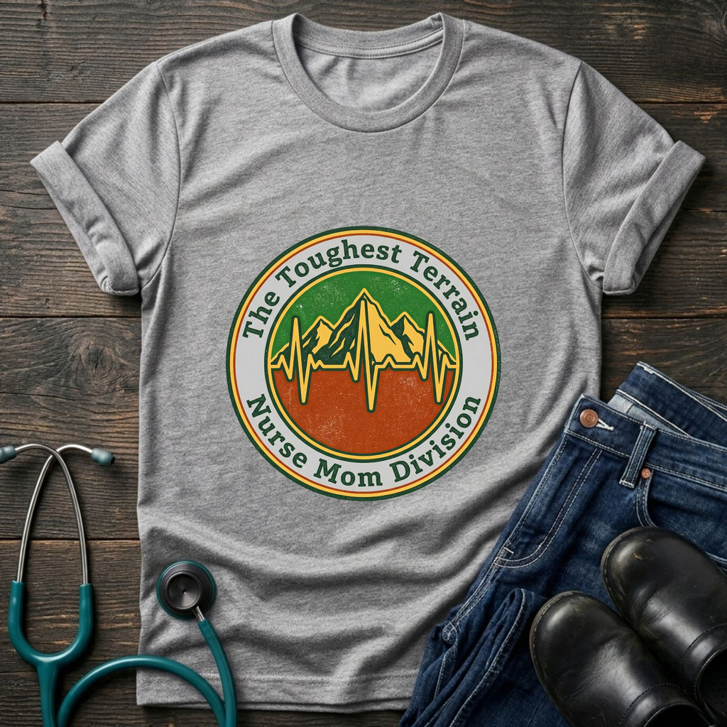 Toughest Terrain Nurse Mom Division Vintage Mountain EKG Tee