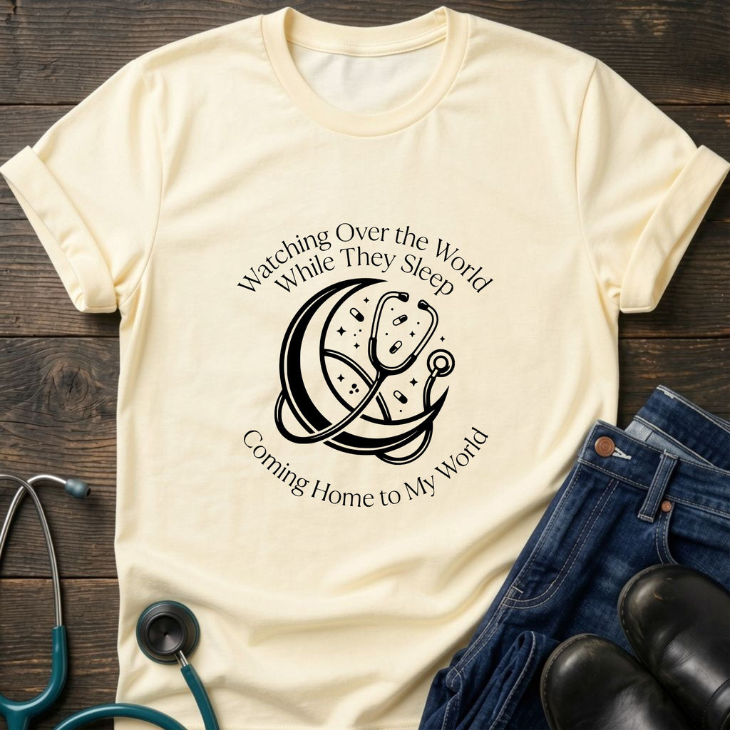Watching Over the World While They Sleep Night Shift Nurse Mom Tee