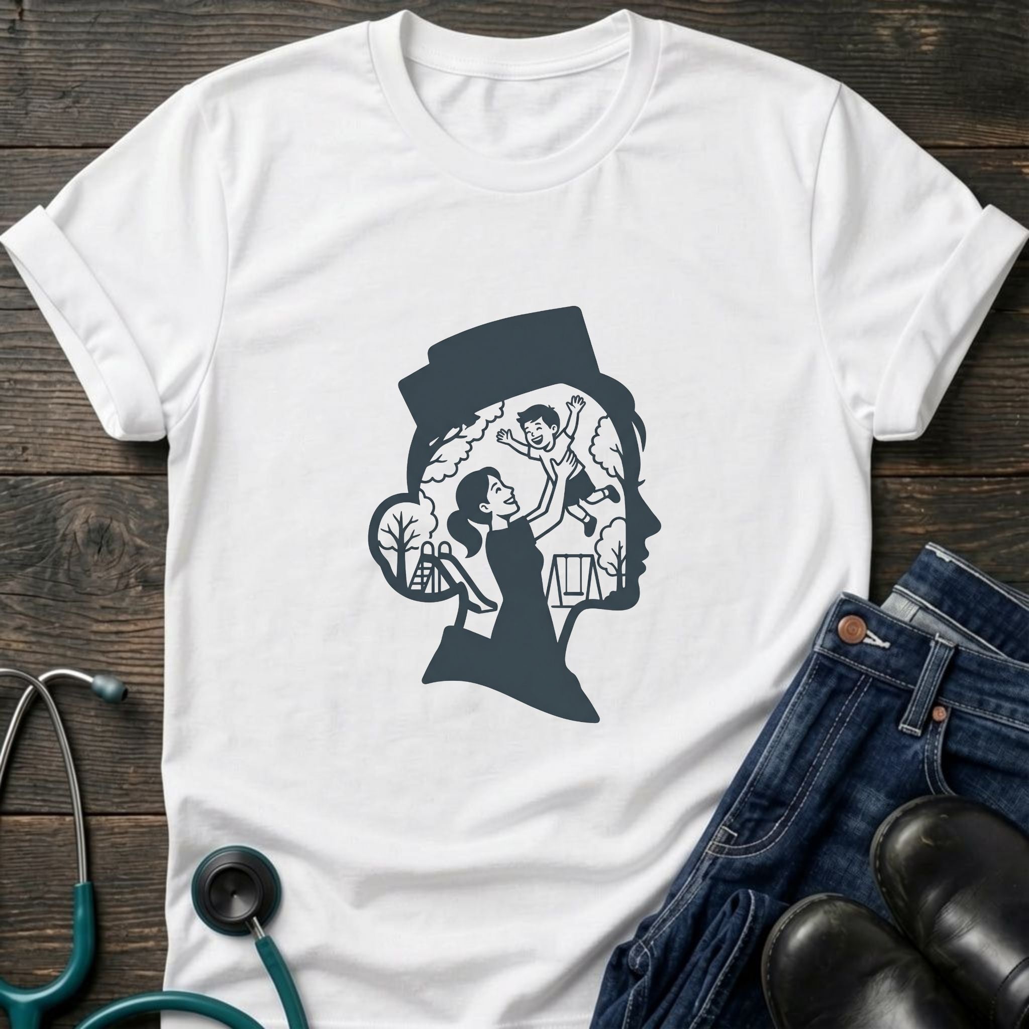 Sherlock Silhouette Nurse Mom Vintage Detective Profile Tee
