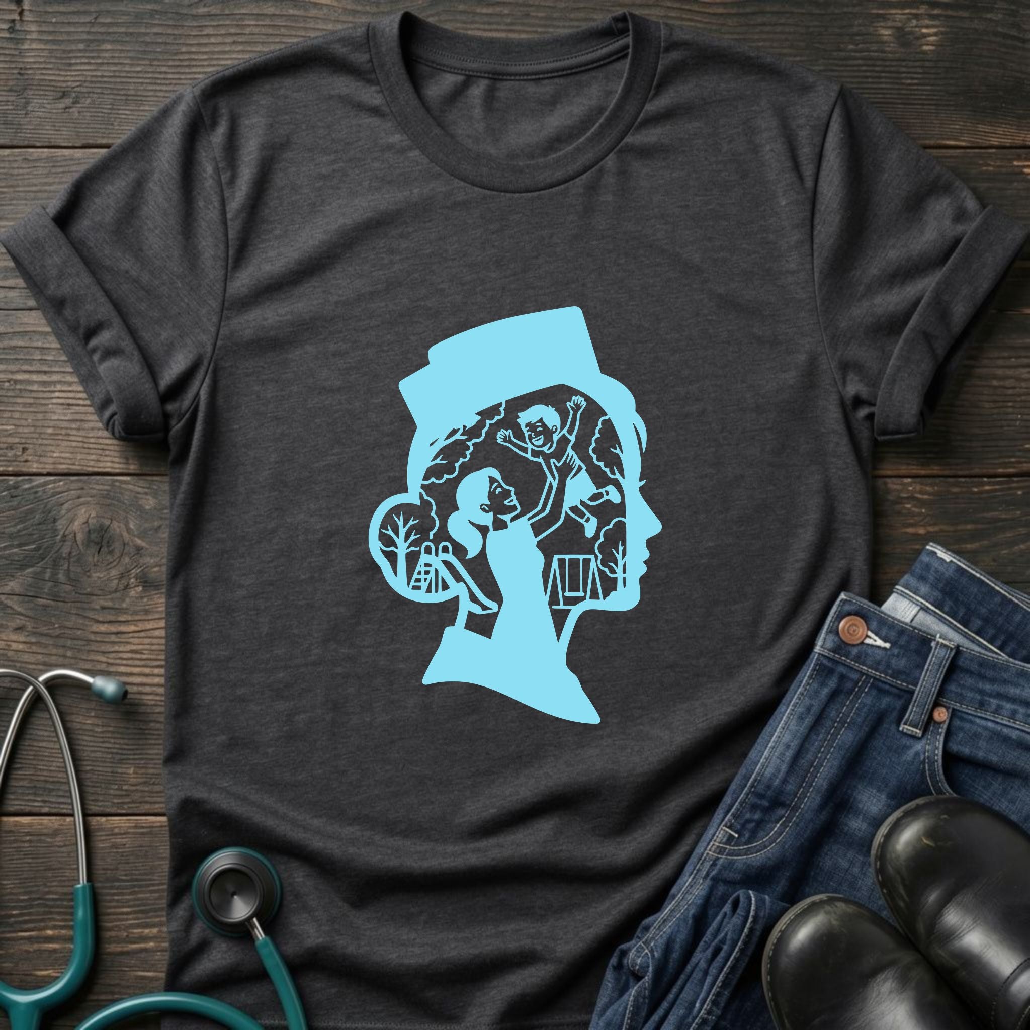 Sherlock Silhouette Nurse Mom Vintage Detective Profile Tee
