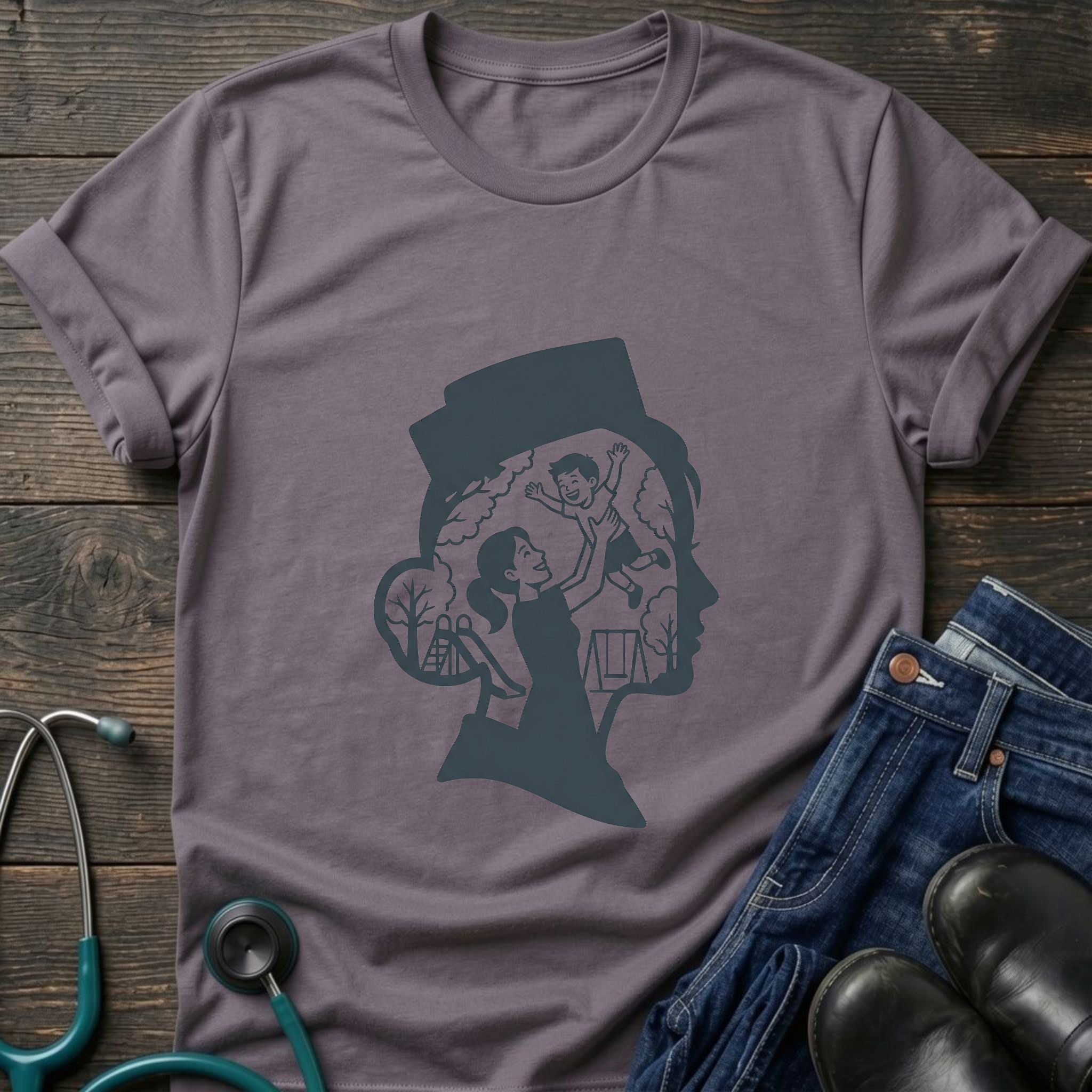 Sherlock Silhouette Nurse Mom Vintage Detective Profile Tee