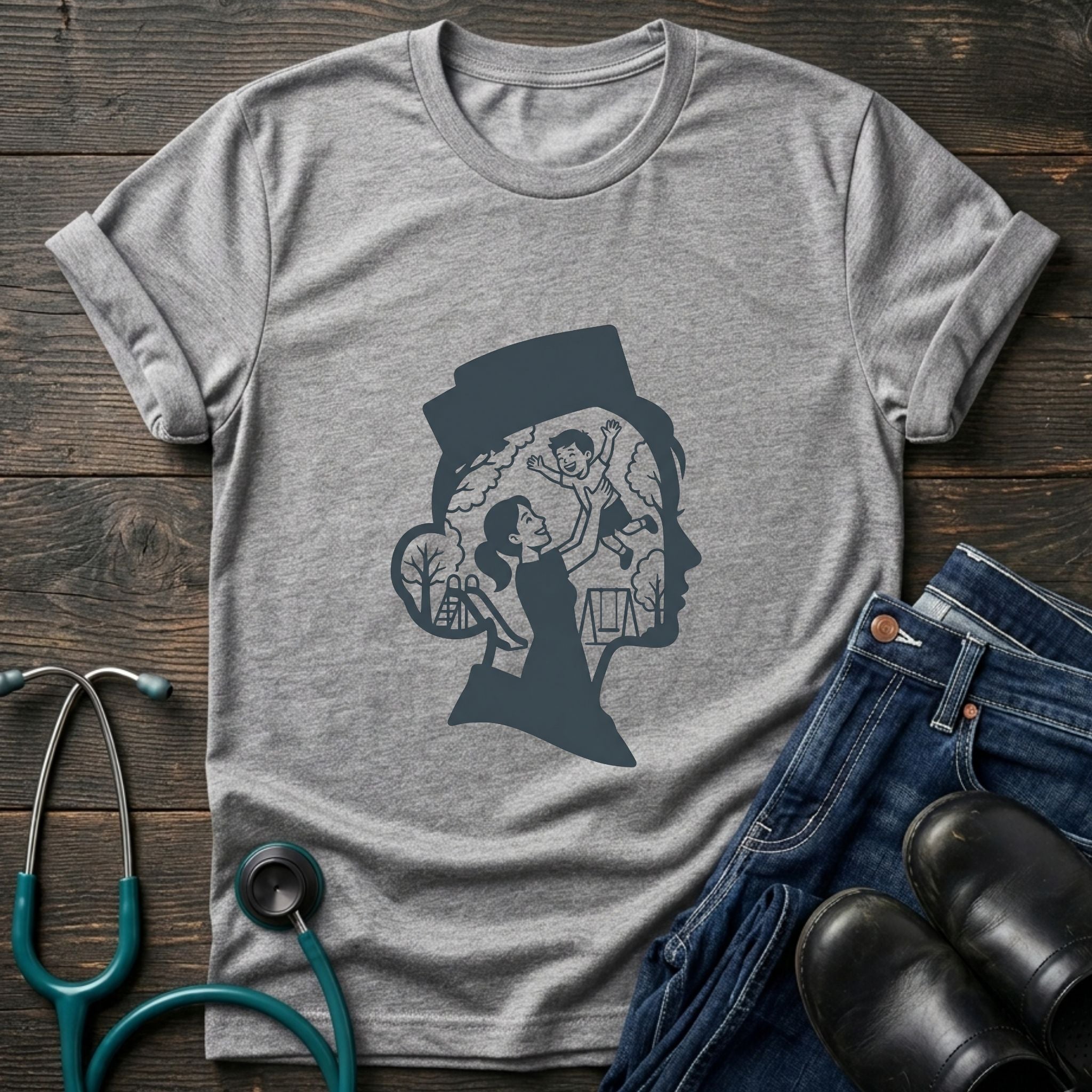 Sherlock Silhouette Nurse Mom Vintage Detective Profile Tee