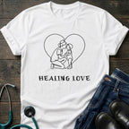 Healing Love Minimal Line Art Couple T-Shirt — Mom Tee