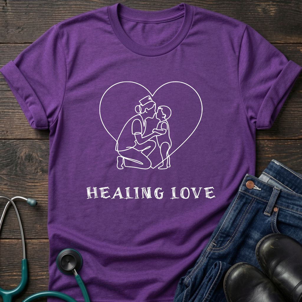 Healing Love Minimal Line Art Couple T-Shirt — Mom Tee