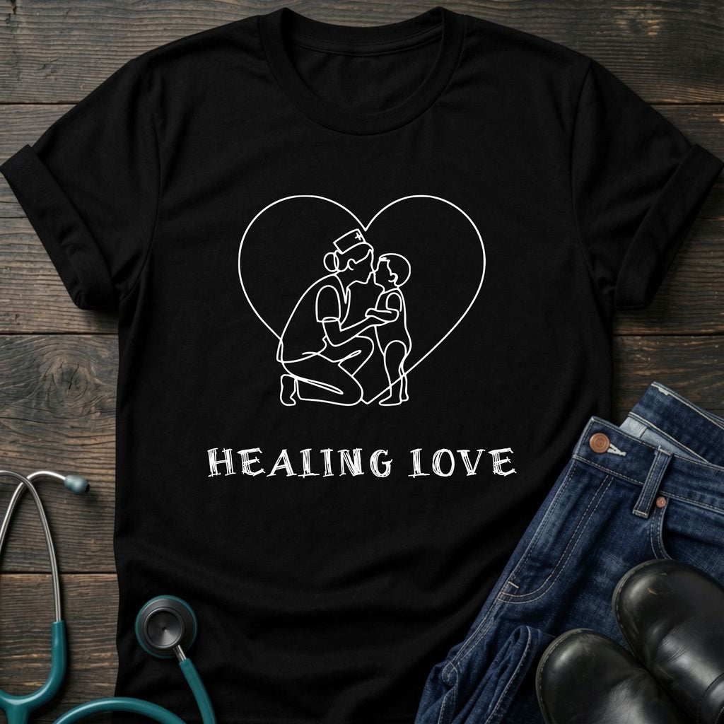 Healing Love Minimal Line Art Couple T-Shirt — Mom Tee