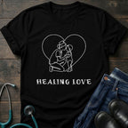 Healing Love Minimal Line Art Couple T-Shirt — Mom Tee