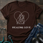 Healing Love Minimal Line Art Couple T-Shirt — Mom Tee