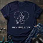 Healing Love Minimal Line Art Couple T-Shirt — Mom Tee