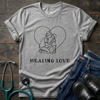 Healing Love Minimal Line Art Couple T-Shirt — Mom Tee