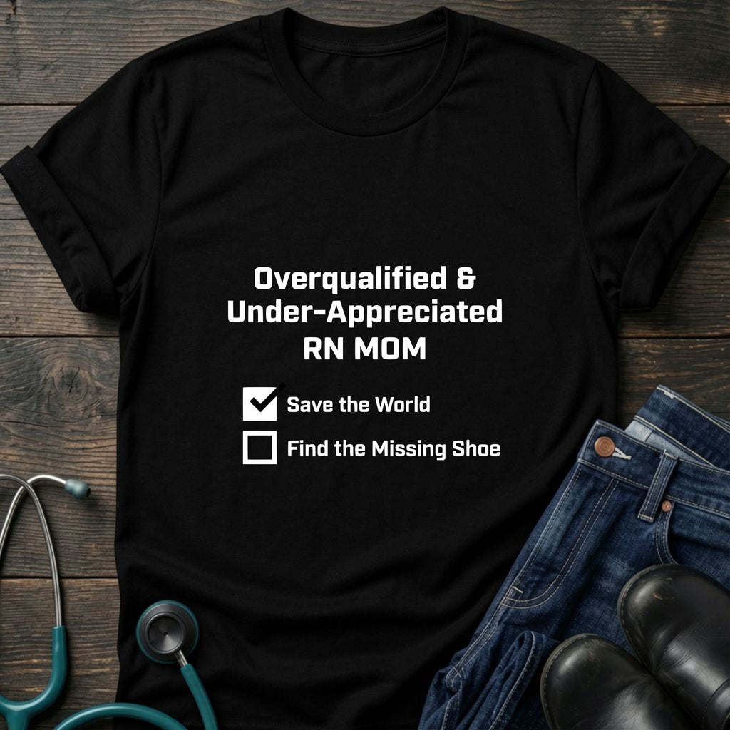 Overqualified and Under-Appreciated RN Mom Checklist Tee