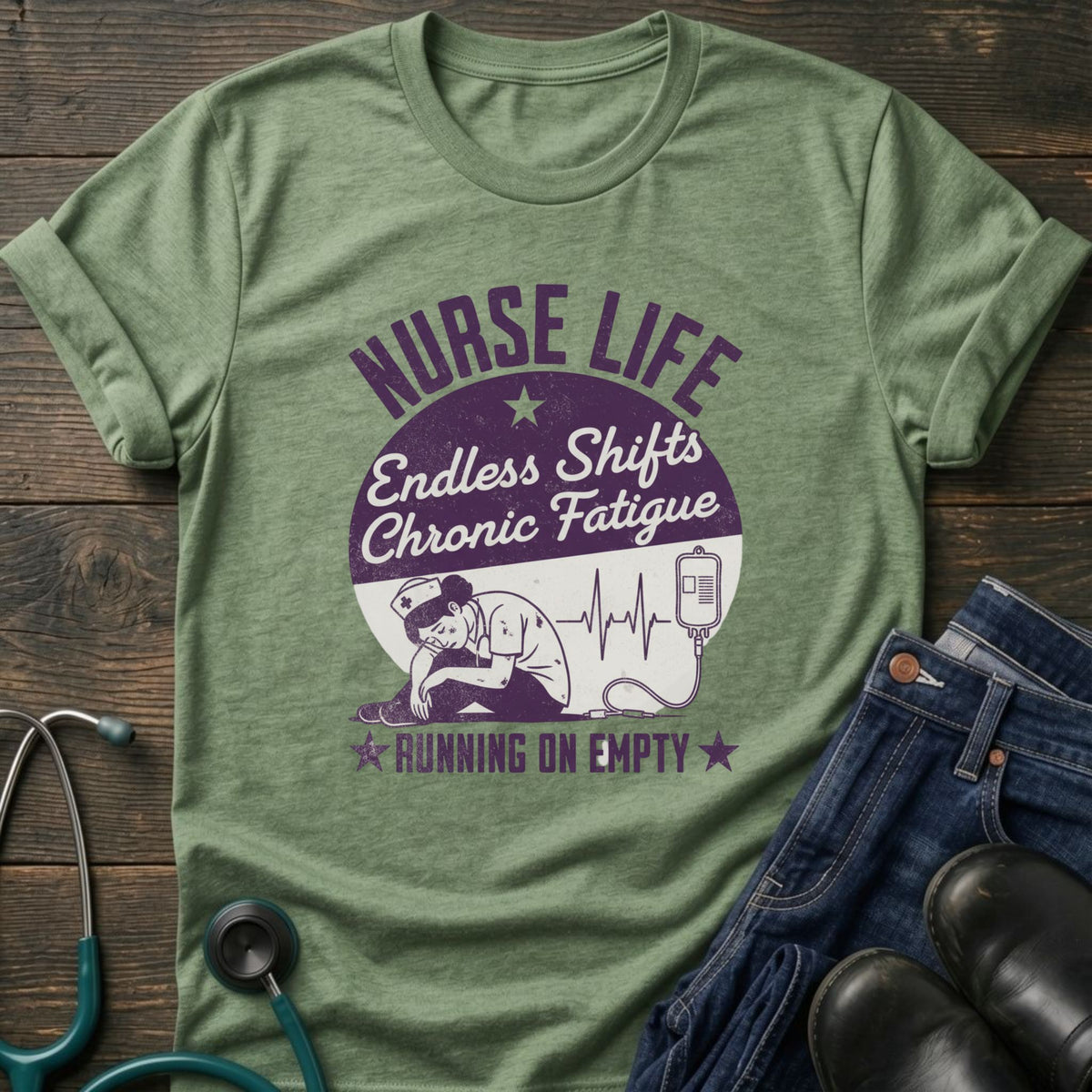 Endless Shifts Chronic Fatigue Running on Empty Nurse Tee