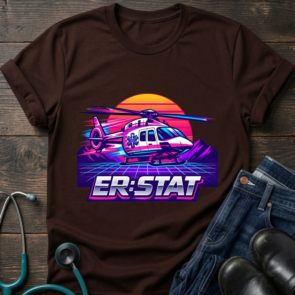 ER STAT Rescue Helicopter Retro Sunset Air Rescue Tee