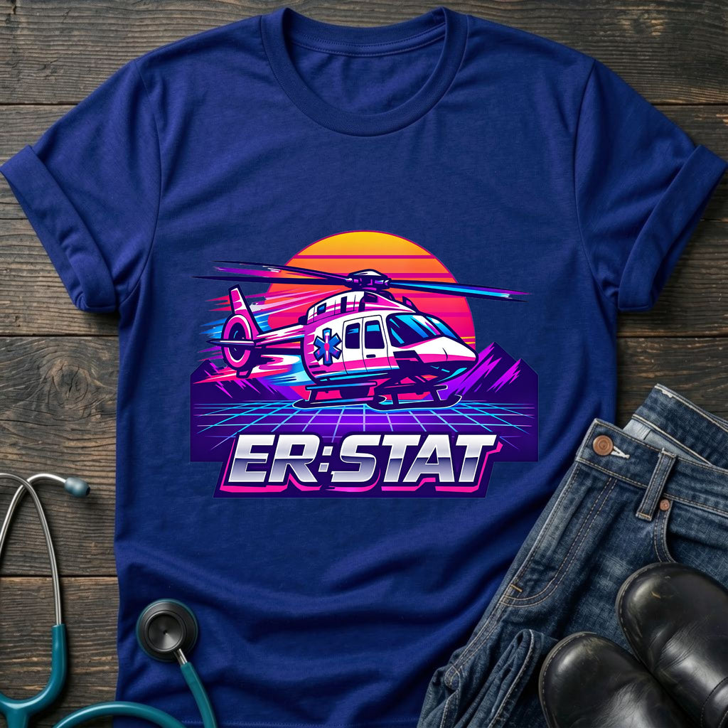 ER STAT Rescue Helicopter Retro Sunset Air Rescue Tee