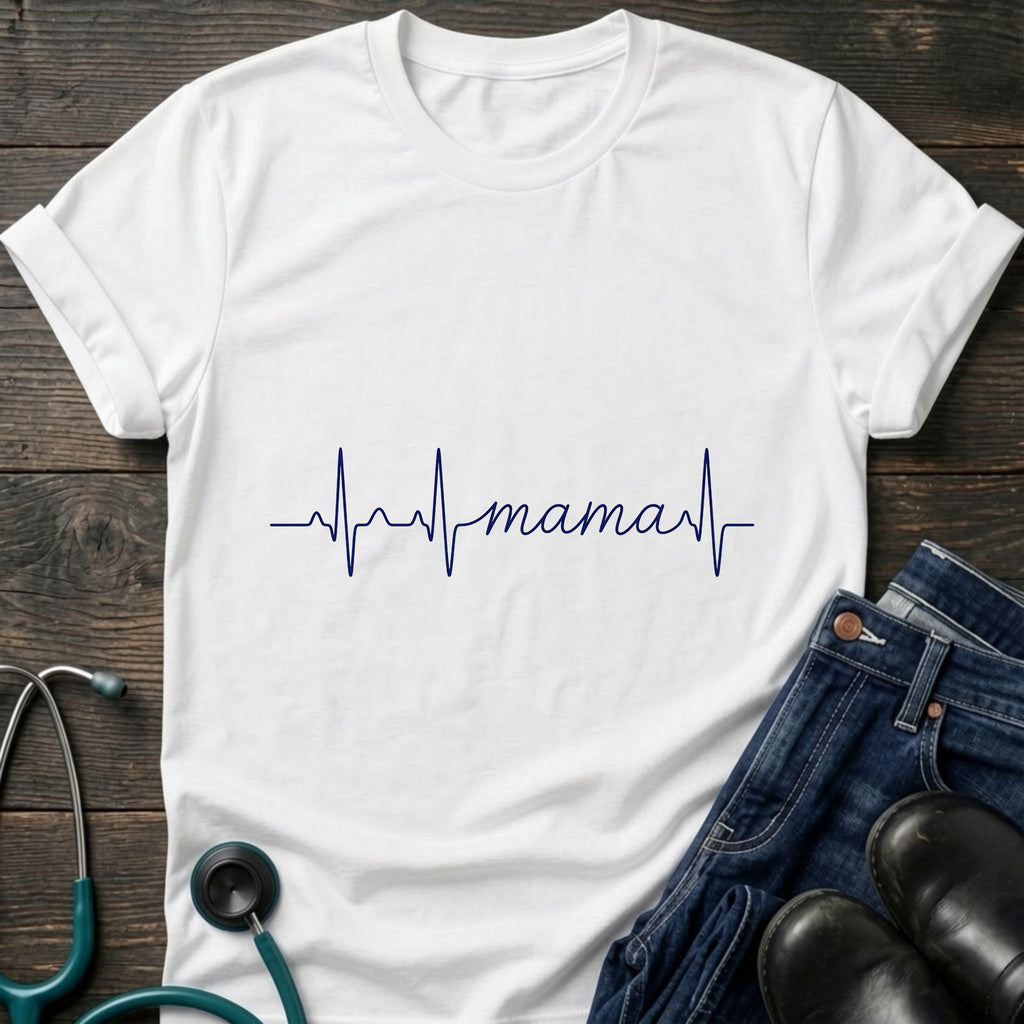 Mama Heartbeat Tee — "mama" EKG Line Mom T-Shirt (Mother's Day Gift)