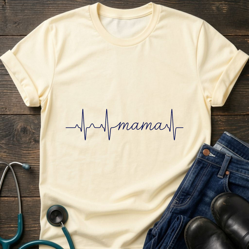 Mama Heartbeat Tee — "mama" EKG Line Mom T-Shirt (Mother's Day Gift)