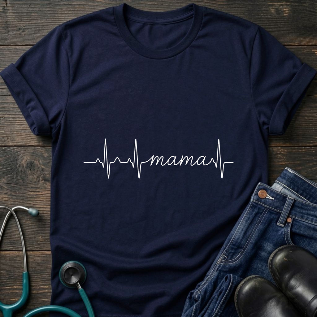 Mama Heartbeat Tee — "mama" EKG Line Mom T-Shirt (Mother's Day Gift)