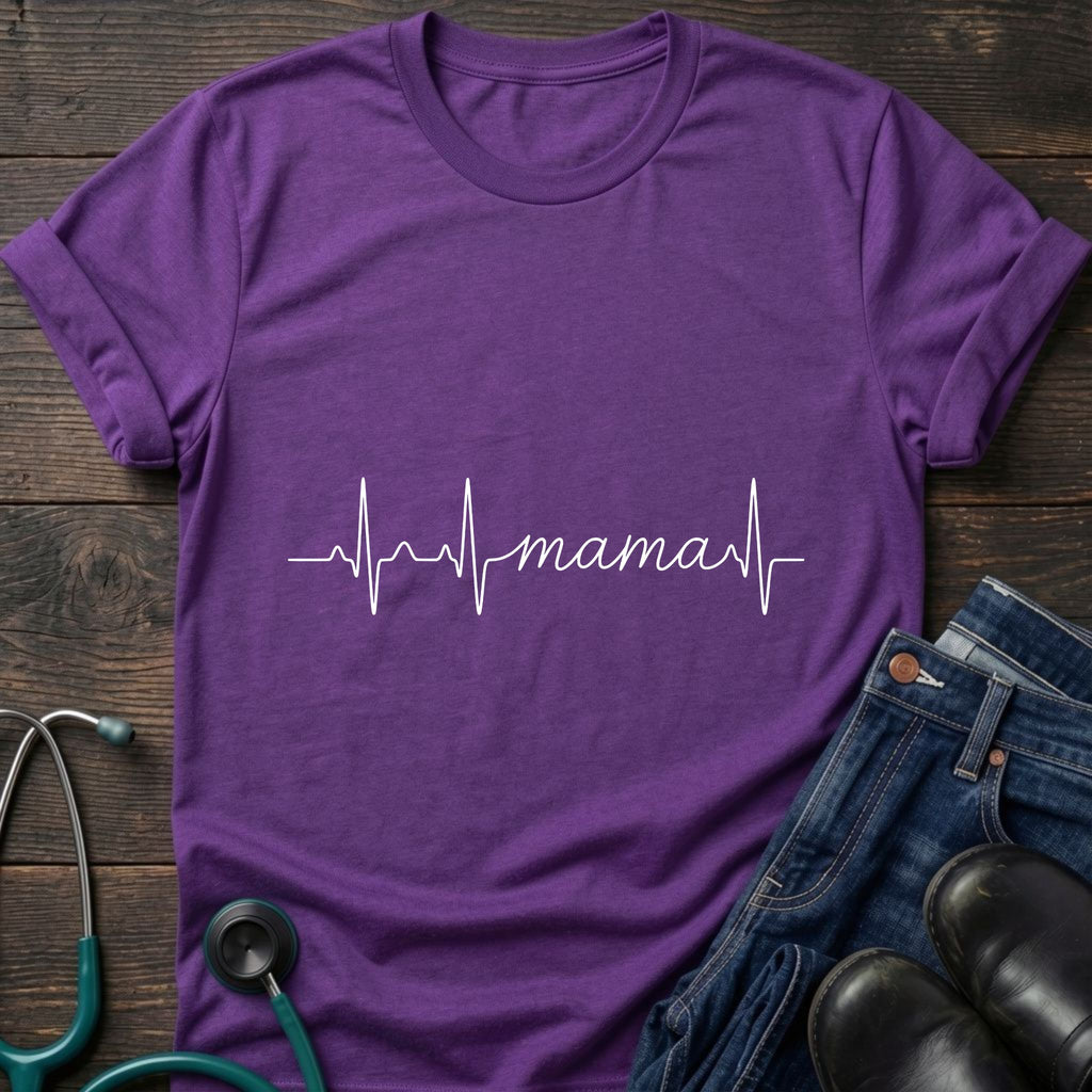 Mama Heartbeat Tee — "mama" EKG Line Mom T-Shirt (Mother's Day Gift)