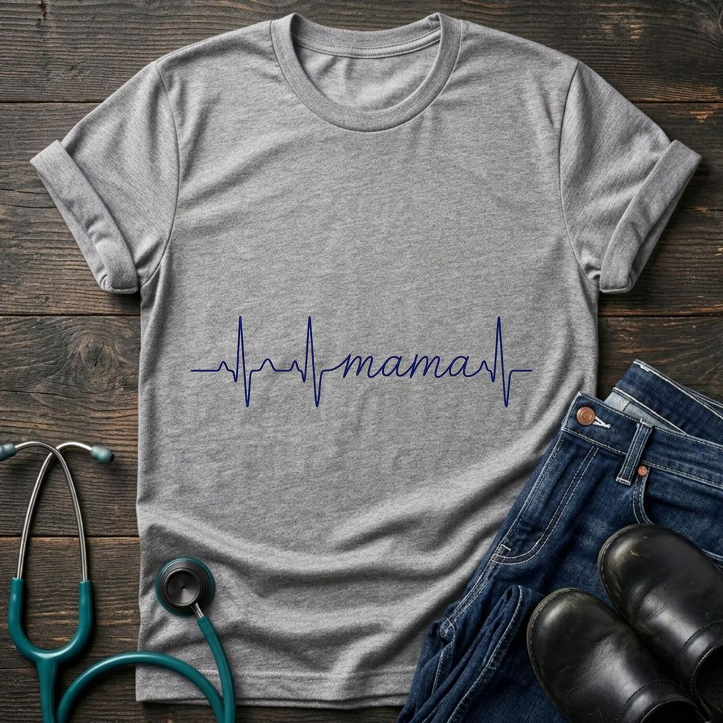 Mama Heartbeat Tee — "mama" EKG Line Mom T-Shirt (Mother's Day Gift)