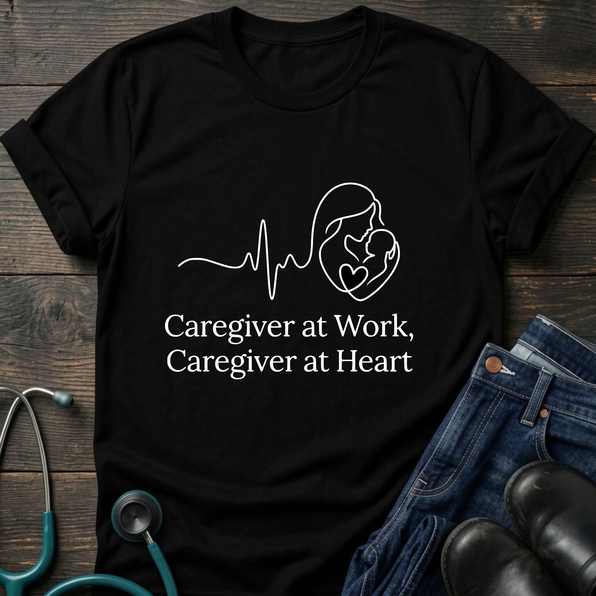 Caregiver at Home Caregiver at Work Nurse Mom Tribute Tee